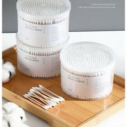 Hộp 500 tăm bông ráy tai cotton 2 đầu thân gỗ an toàn vệ sinh 0.5x7.5cm Hộp 500 tăm bông 2 đầu vệ sinh tai, mũi 5