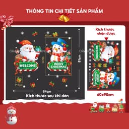 Decal noel 2027 trang trí cửa kính ON23 có sẵn keo 5