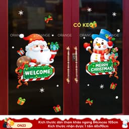 Decal noel 2027 trang trí cửa kính ON23 có sẵn keo 4
