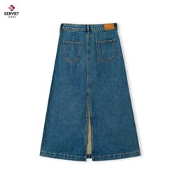 Chân váy jean midi dáng A suông GENVIET JEANS vải denim cạp cao giấu bụng tôn eo 8831 6