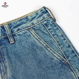 Chân váy jean midi dáng A suông GENVIET JEANS vải denim cạp cao giấu bụng tôn eo 8831 7