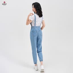 [ẨN] Yếm Dài Nữ GENVIET Vải Jeans Trẻ Trung Dáng Jogger, Yếm Bò Nữ Dáng Thụng Ống Bo Chun Hiện Đại, Năng Độn 8185 4