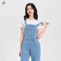 [ẨN] Yếm Dài Nữ GENVIET Vải Jeans Trẻ Trung Dáng Jogger, Yếm Bò Nữ Dáng Thụng Ống Bo Chun Hiện Đại, Năng Độn 8185 1