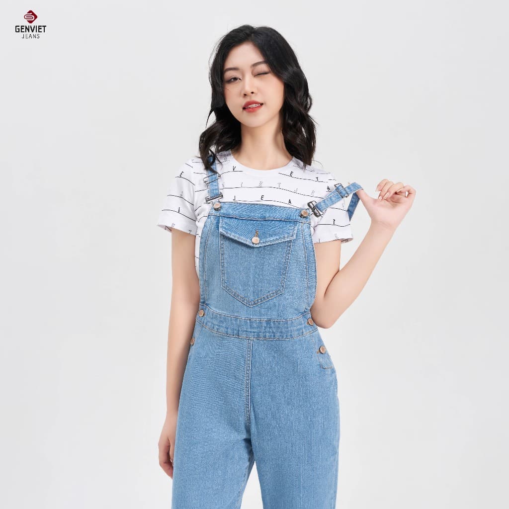 [ẨN] Yếm Dài Nữ GENVIET Vải Jeans Trẻ Trung Dáng Jogger, Yếm Bò Nữ Dáng Thụng Ống Bo Chun Hiện Đại, Năng Độn 8185