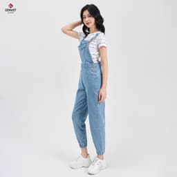 [ẨN] Yếm Dài Nữ GENVIET Vải Jeans Trẻ Trung Dáng Jogger, Yếm Bò Nữ Dáng Thụng Ống Bo Chun Hiện Đại, Năng Độn 8185 3