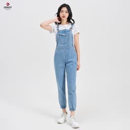 [ẨN] Yếm Dài Nữ GENVIET Vải Jeans Trẻ Trung Dáng Jogger, Yếm Bò Nữ Dáng Thụng Ống Bo Chun Hiện Đại, Năng Độn 8185 2