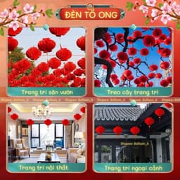 Combo 30/50/100 Cái Lồng Đèn Tổ Ong Đỏ Treo Trang Trí Tết 2026 2