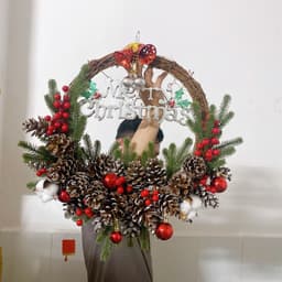 Vòng Nguyệt Quế Giáng Sinh, Noel, Vòng Treo Cửa Handmade, trang trí noel size 20cm, 30cm 7