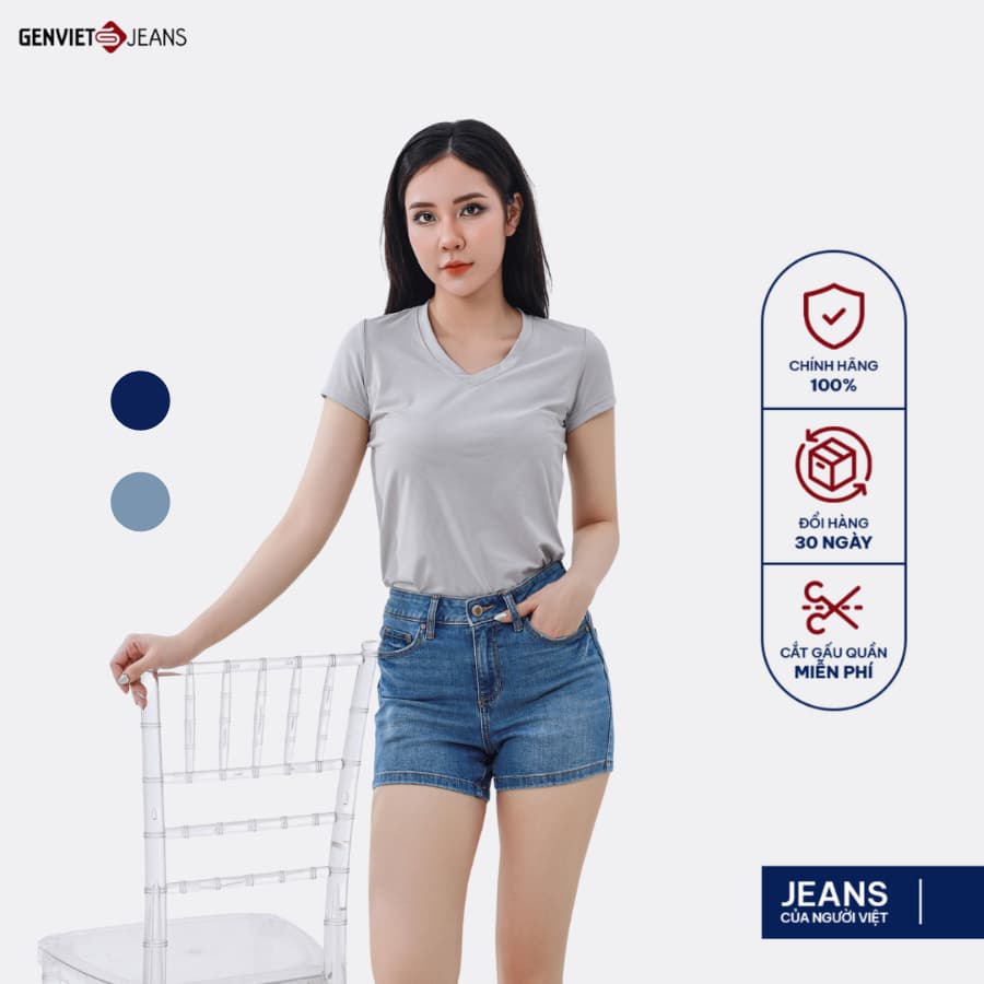 [ẨN] Quần Short Nữ GENVIET JEANS Vải Denim Mềm Mịn, Thoáng Má 8270