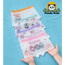 Combo 4 quần chíp đùi GẤU DÂU chất mát lạnh DẠNG LƯỚI cho bé gái dễ thương, quần lót tam giác cotton thoáng mát co giãn 6