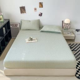 Bộ ga gối 3 món Cotton Đũi Kẻ nhà MIU BEDDING 1m2, 1m4, 1m5, 1m6, 1m8 x2m Phong cách basic hàn quốc chất liệu thoáng mát 3