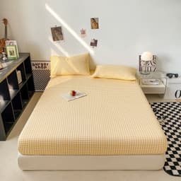 Bộ ga gối 3 món Cotton Đũi Kẻ nhà MIU BEDDING 1m2, 1m4, 1m5, 1m6, 1m8 x2m Phong cách basic hàn quốc chất liệu thoáng mát 2