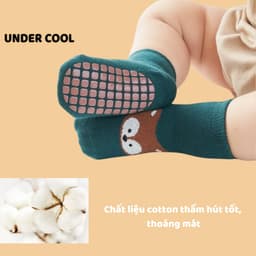 Set 5 Đôi Tất Trẻ Em UNDERCOOL Hình Chó Trắng Cotton Chống Trơn Trượt Unisex Đi Cực Xinh TC81 5