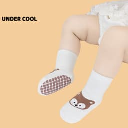 Set 5 Đôi Tất Trẻ Em UNDERCOOL Hình Chó Trắng Cotton Chống Trơn Trượt Unisex Đi Cực Xinh TC81 8