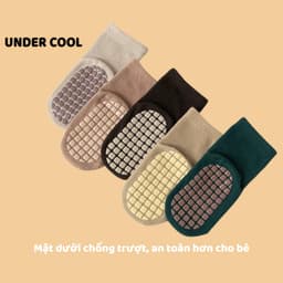Set 5 Đôi Tất Trẻ Em UNDERCOOL Hình Chó Trắng Cotton Chống Trơn Trượt Unisex Đi Cực Xinh TC81 3