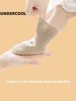 Set 5 Đôi Tất Trẻ Em UNDERCOOL Hình Chó Trắng Cotton Chống Trơn Trượt Unisex Đi Cực Xinh TC81 13