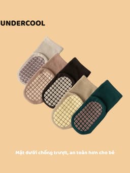 Set 5 Đôi Tất Trẻ Em UNDERCOOL Hình Chó Trắng Cotton Chống Trơn Trượt Unisex Đi Cực Xinh TC81 12