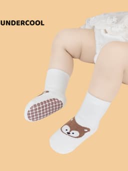 Set 5 Đôi Tất Trẻ Em UNDERCOOL Hình Chó Trắng Cotton Chống Trơn Trượt Unisex Đi Cực Xinh TC81 17