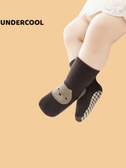 Set 5 Đôi Tất Trẻ Em UNDERCOOL Hình Chó Trắng Cotton Chống Trơn Trượt Unisex Đi Cực Xinh TC81 16