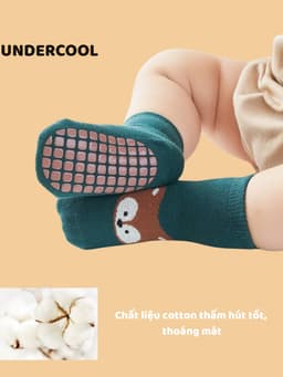Set 5 Đôi Tất Trẻ Em UNDERCOOL Hình Chó Trắng Cotton Chống Trơn Trượt Unisex Đi Cực Xinh TC81 14