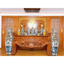 HG000 Bộ 20 Món Đồ Thờ Cúng Ban Thờ dài 1m7-2m TẶNG Thất Bảo, Tro Nếp, Nước Thơm Men rạn đắp nổi Bát Tràng 7