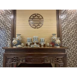 HG000 Bộ 20 Món Đồ Thờ Cúng Ban Thờ dài 1m7-2m TẶNG Thất Bảo, Tro Nếp, Nước Thơm Men rạn đắp nổi Bát Tràng 9