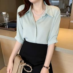 Áo sơ mi nữ tay lỡ, áo nữ công sở,  vải lụa bóng ngọc trai fom vừa thoáng Mát Phong Cách Trẻ Trung Năng Động A4671 9