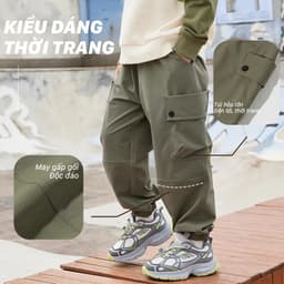 Quần dài bé gái BabyloveGO, quần gió cho bé vải gió trám cao cấp chống nước, chống gió kiểu dáng thời trang 3