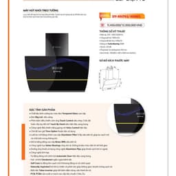 Hút mùi nghiêng Dandy DY KN701 cảm ứng kết hợp cảm biến, tự làm sạch động cơ/ Bảo hành chính hãng 2 năm 5