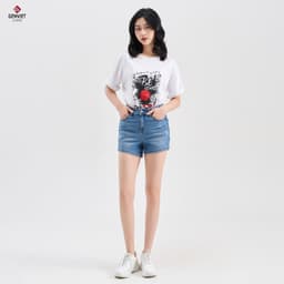 [ẨN] Quần Short Đùi Nữ Genviet vải Jeans Trẻ Trung Col Cơ Bả 8242 2