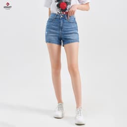 [ẨN] Quần Short Đùi Nữ Genviet vải Jeans Trẻ Trung Col Cơ Bả 8242 3