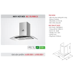 Hút mùi kính cong bauer 70EC3B phím cơ màu đen, siêu êm / bảo hành 2 năm chính hãng 5