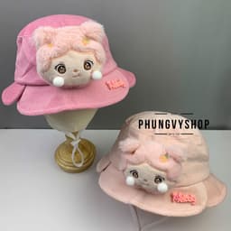 Bé Dưới 2Tuổi/Vđ 49cm_Mũ nhung bucket tai bèo vành trai gái trẻ em phungvyshop-nón /Bo nhí Loại Vành BA LÁ BÚP BÊ / 1