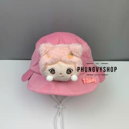 Bé Dưới 2Tuổi/Vđ 49cm_Mũ nhung bucket tai bèo vành trai gái trẻ em phungvyshop-nón /Bo nhí Loại Vành BA LÁ BÚP BÊ / 2