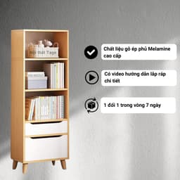 Tủ bắc âu CNC FULL HẬU, kệ sách để sàn đa năng, tủ sách có ngăn kéo tiện lợi chất liệu gỗ chống mối mọt MDF TAGO 5