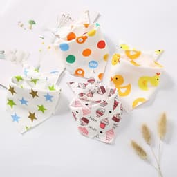 Set 5 Chiếc Khăn Yếm Tam Giác  Vải Xô 4 Lớp  Xuất Nhật Có Cúc Bấm Cho Bé 6