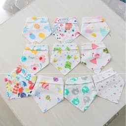 Set 5 Chiếc Khăn Yếm Tam Giác  Vải Xô 4 Lớp  Xuất Nhật Có Cúc Bấm Cho Bé 7
