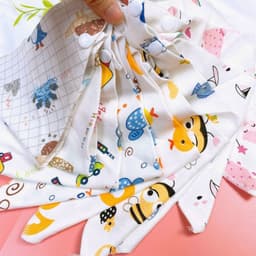 Set 5 Chiếc Khăn Yếm Tam Giác  Vải Xô 4 Lớp  Xuất Nhật Có Cúc Bấm Cho Bé 5