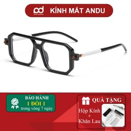 Gọng kính cận thời trang nam nữ ANDU dáng vuông phi công chống tia UV chất liệu nhựa cá tính - 8709 1