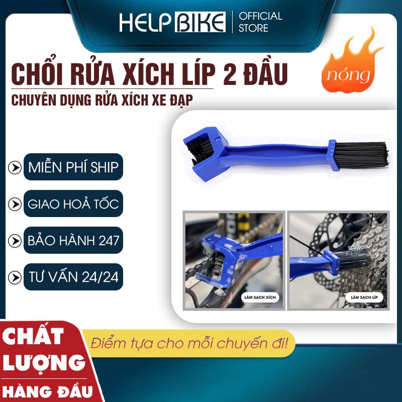 Bàn chải rửa xe 3D vệ sinh sên xích xe máy xe đạp 2 đầu chuyên dụng BC03