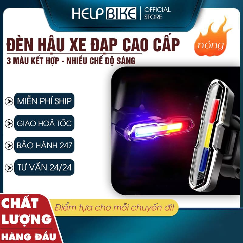 Đèn Hậu Xe Đạp Thể Thao Cao Cấp 5 Chế Độ Sáng 3 Màu Kết Hợp Sạc Usb, Chống Nước - DH03