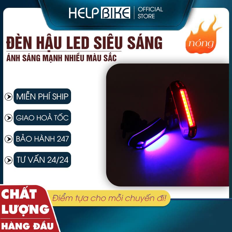 Đèn hậu xe đạp thể thao siêu sáng, Đèn led gắn trục pin liên tục 4-6h chống nước tốt - DH02