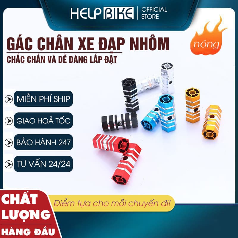 Gác chân xe đạp thể thao dễ lắp đặt, Cặp gác chân chắc chắn tiện lợi nhiều màu sắc GCT02
