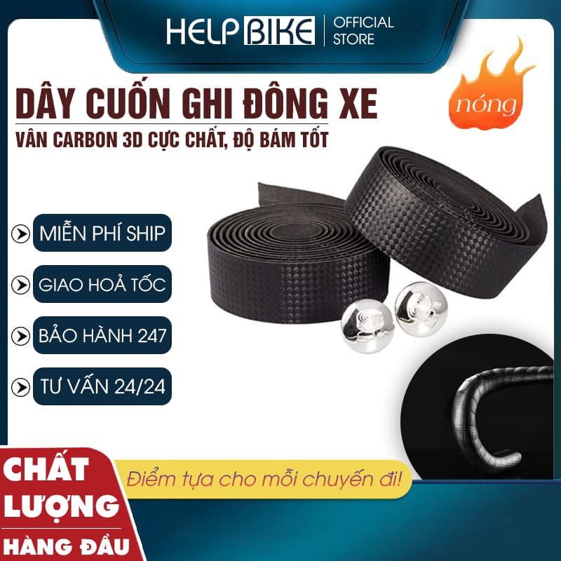 Dây cuốn ghi đông xe đạp vân CARBON, Băng cuốn tay lái EVA chống trơn trượt siêu chắc chắn - DCGD01