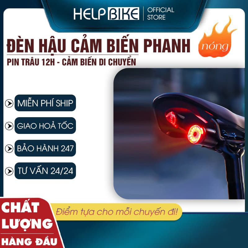 Đèn hậu xe đạp cao cấp, Đèn hậu siêu sáng nháy cảm ứng phanh thông minh khi dừng xe - DH06