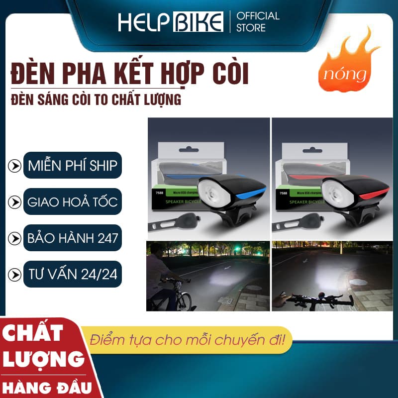 Đèn Còi Xe Đạp Thể Thao, Đèn Led Sac USB, Chống Nước Đi Mưa Thoải Mái - DC01