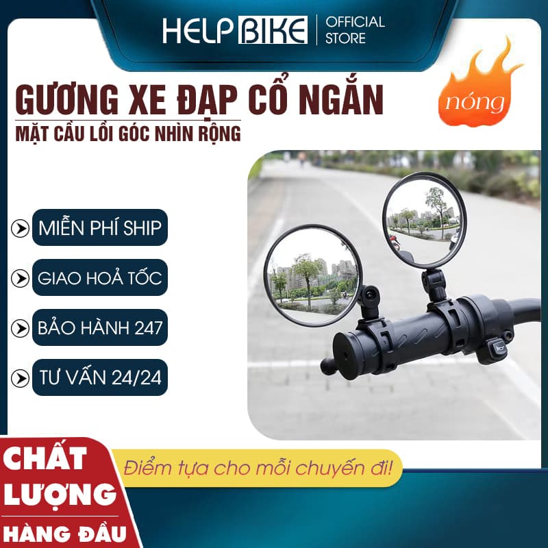 Gương xe đạp thể thao quay 360 độ linh hoạt, Kính xe đạp cổ ngắn tiện lợi gắn ghi đông GX01