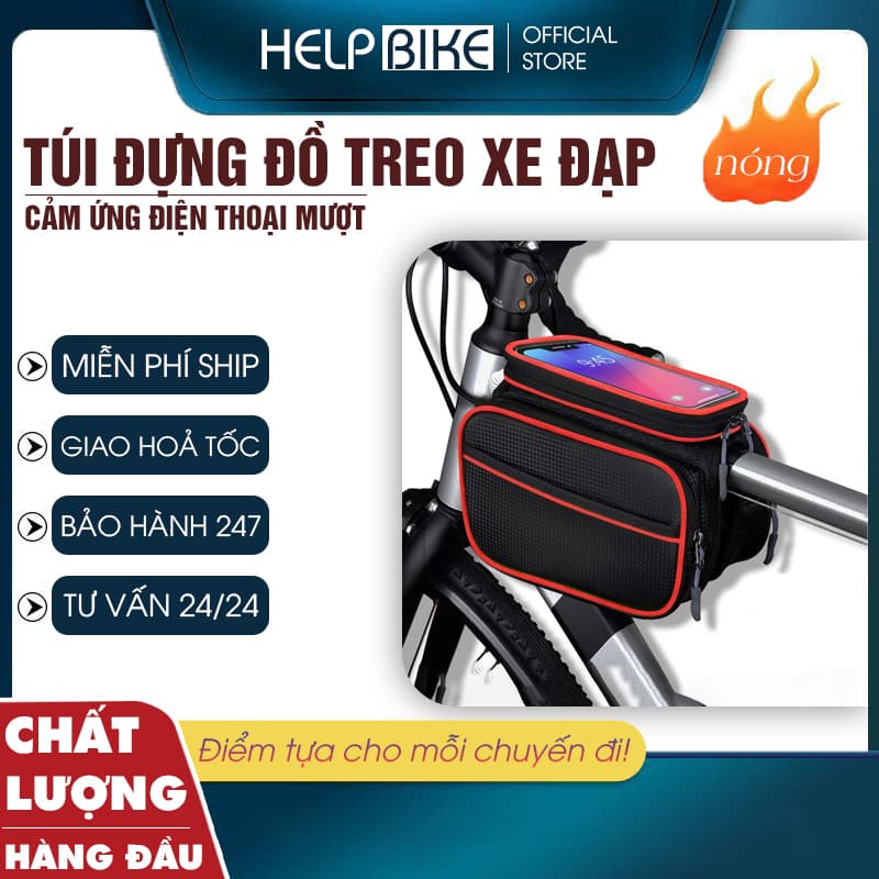 Túi xe đạp, túi treo xe đạp thể thao 4 NGĂN RỘNG RÃI, chống nước, cảm ứng nhạy - T4N