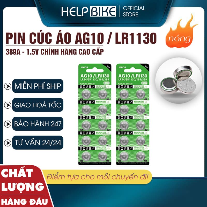 Pin cúc áo 1.5v LR1130 chất lượng, Bộ 3 viên pin cho đèn van xe đạp siêu bền - PCA001