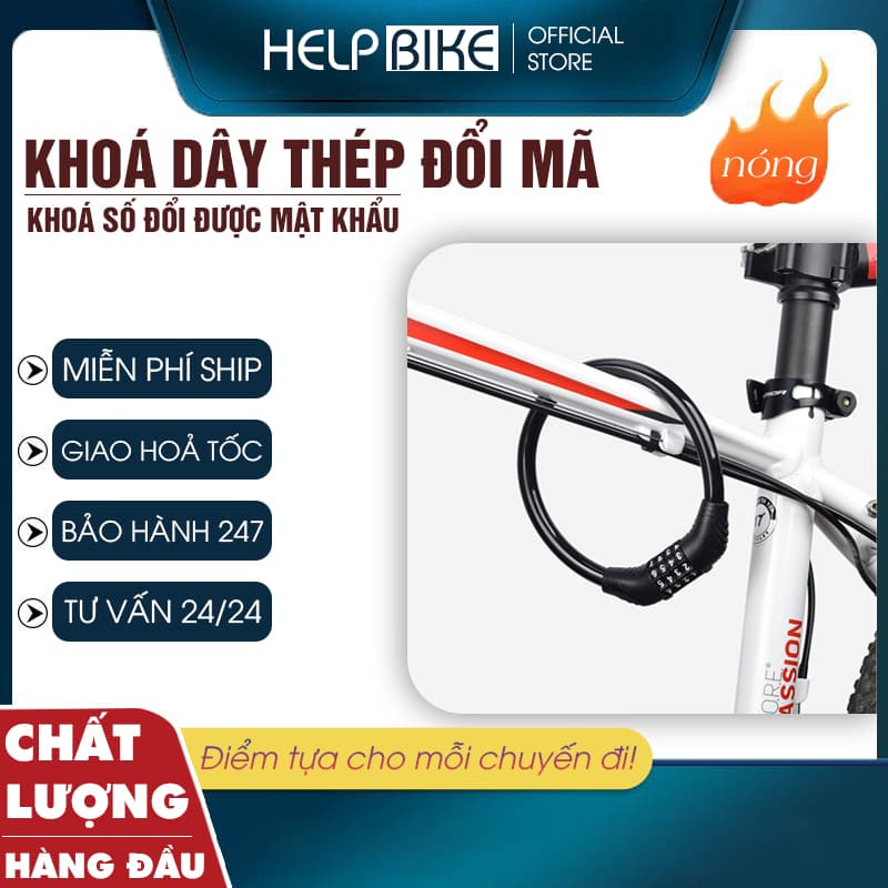 Khoá xe đạp thể thao 4 số, Khoá dây đổi được mật mã lõi thép chắc chắn và an toàn K4SDM